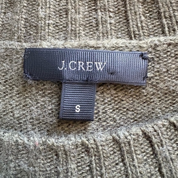 J. Crew Wool Blend Dark Olive Crew Neck Sweater | Size 8 - Picture 8 of 8